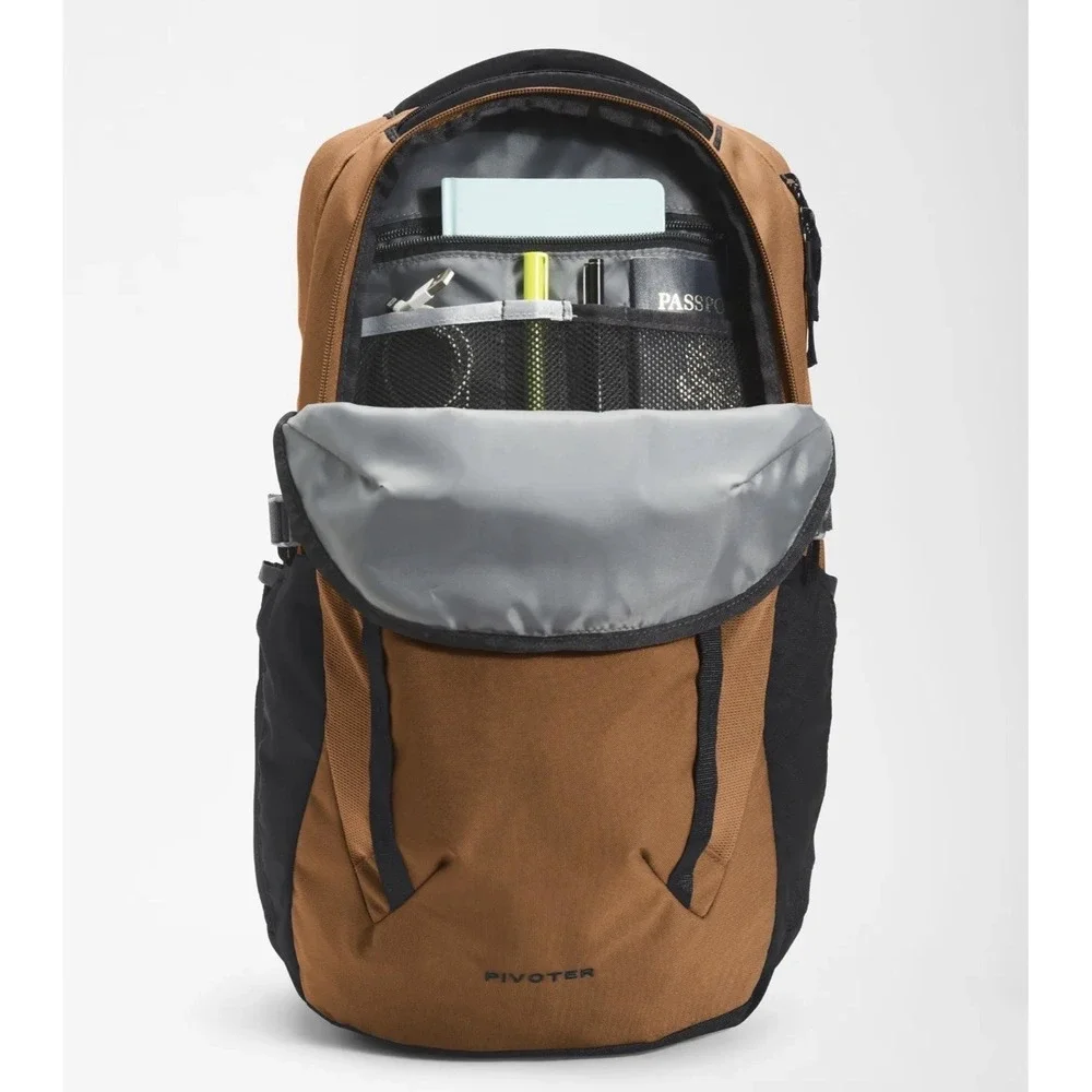 NWT The North Face Pivoter Orange/Brown Backpack FlexVent Laptop Compartment